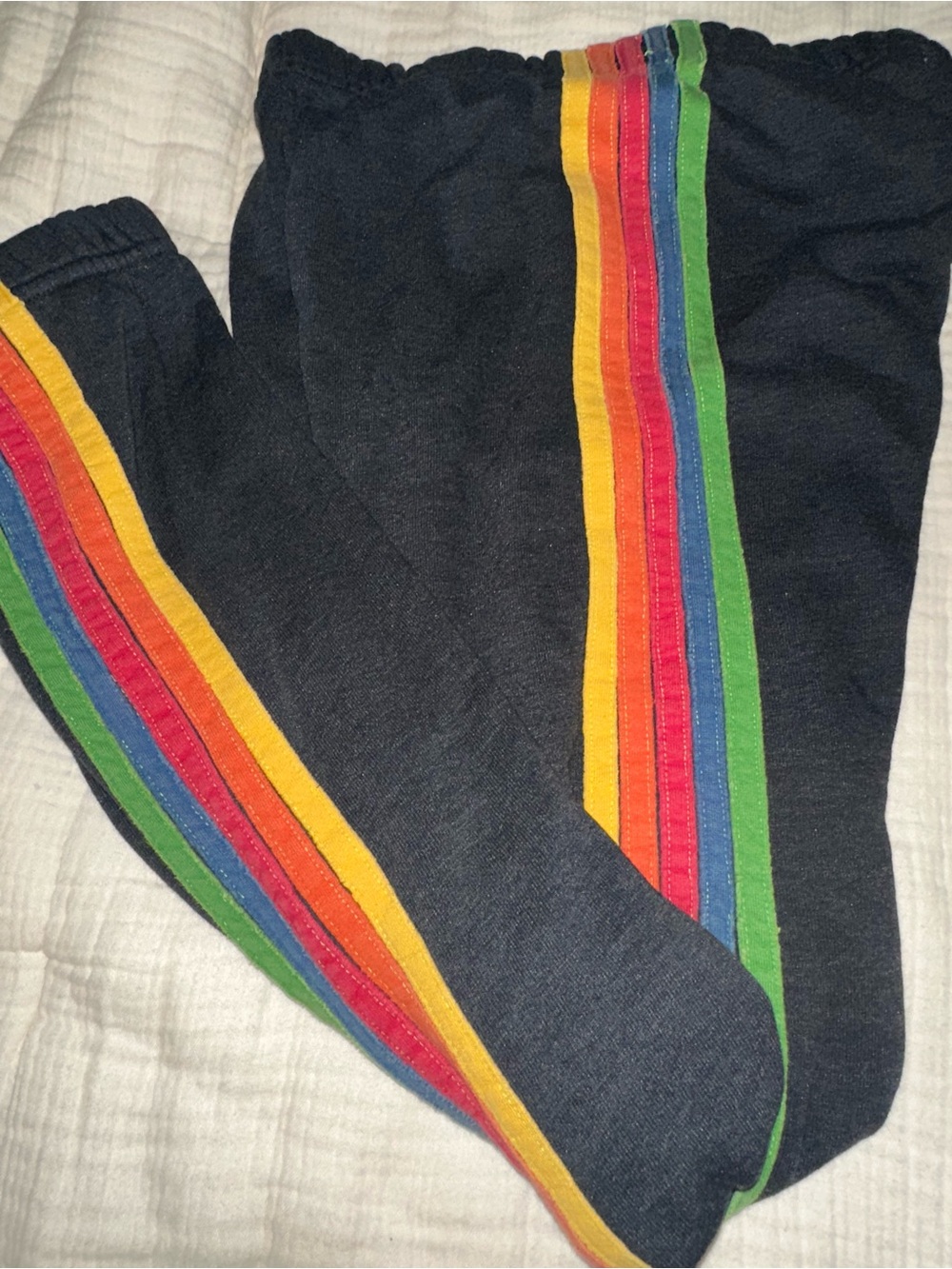 Aviator Nation Navy Sweatpants w/ Rainbow Side Stripes - EUC Kids 14 / Woman XS